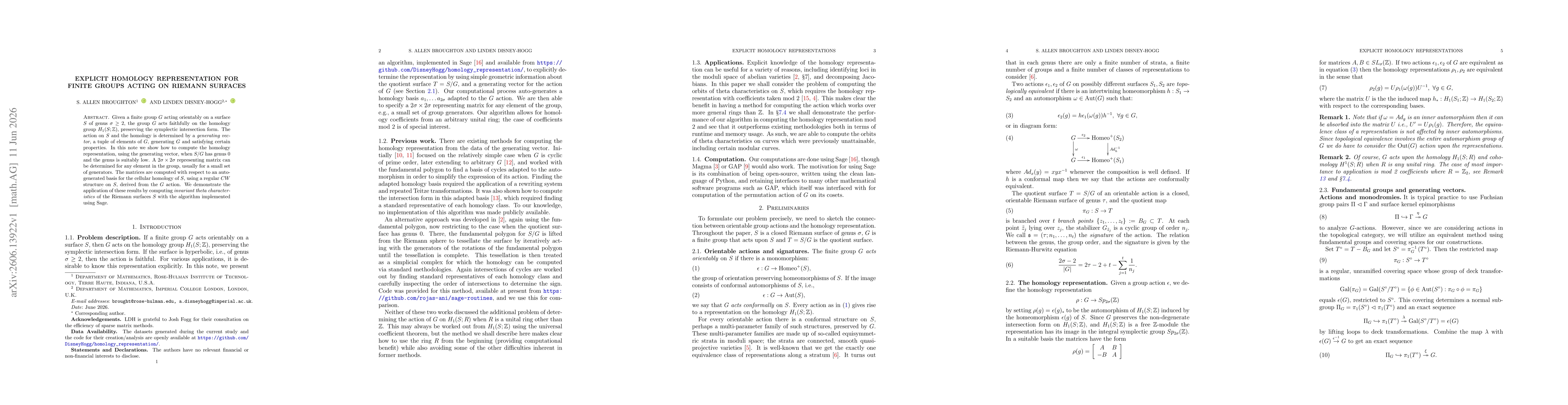 Thumbnail for Explicit Homology Representation for Finite Groups Acting on Riemann Surfaces