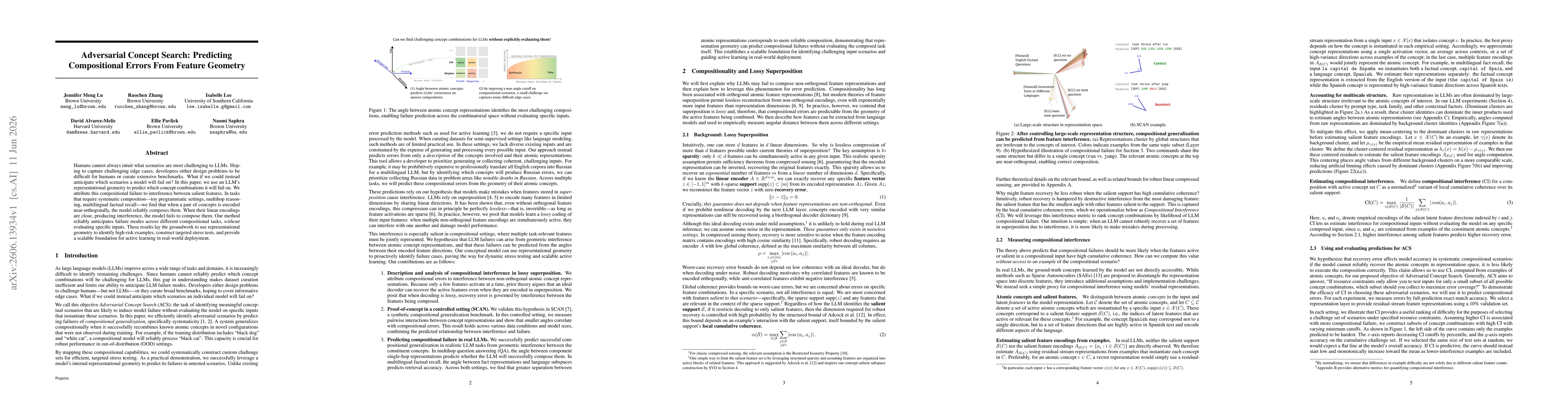 Thumbnail for Adversarial Concept Search: Predicting Compositional Errors From Feature Geometry