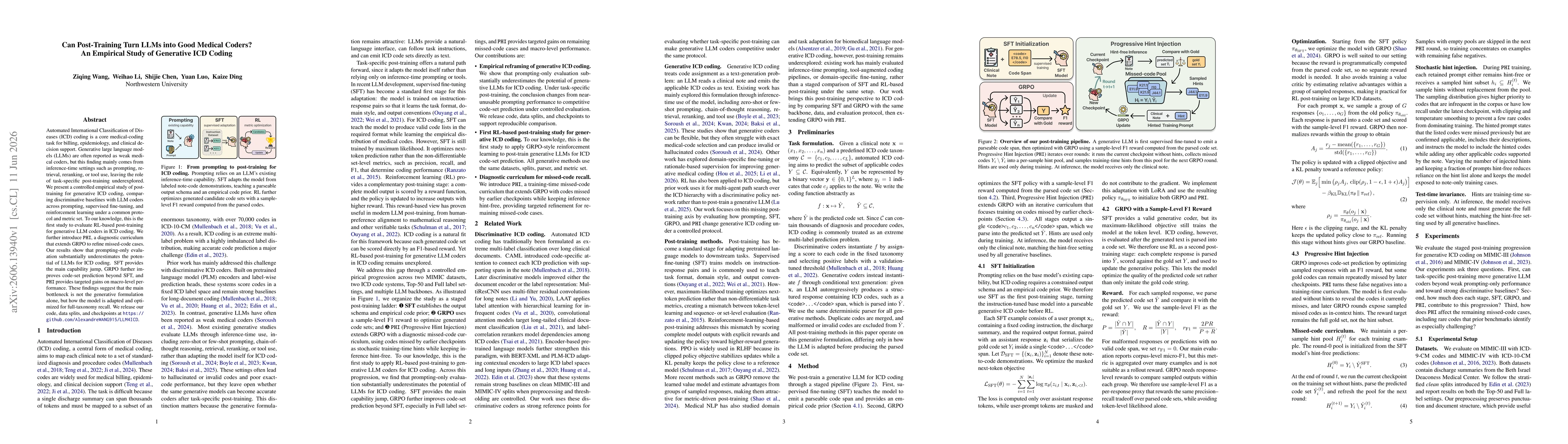 Thumbnail for Can Post-Training Turn LLMs into Good Medical Coders? An Empirical Study of Generative ICD Coding