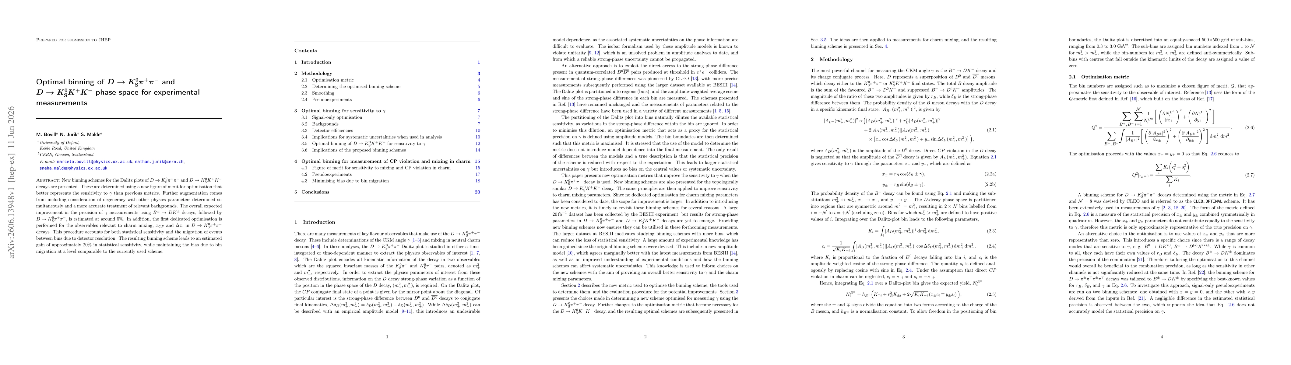 Thumbnail for Optimal binning of $D\rightarrow K_{\mathrm S}^0π^+π^-$ and $D\rightarrow K_{\mathrm S}^0K^+K^-$ phase space for experimental measurements