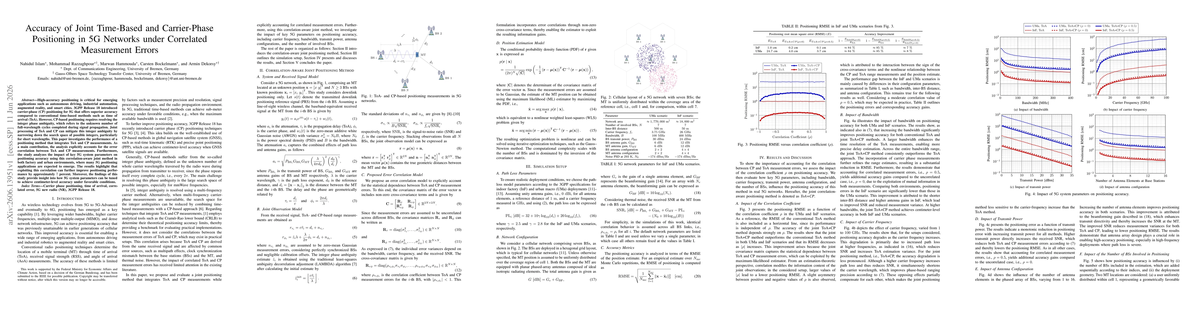 Thumbnail for Accuracy of Joint Time-Based and Carrier-Phase Positioning in 5G Networks under Correlated Measurement Errors