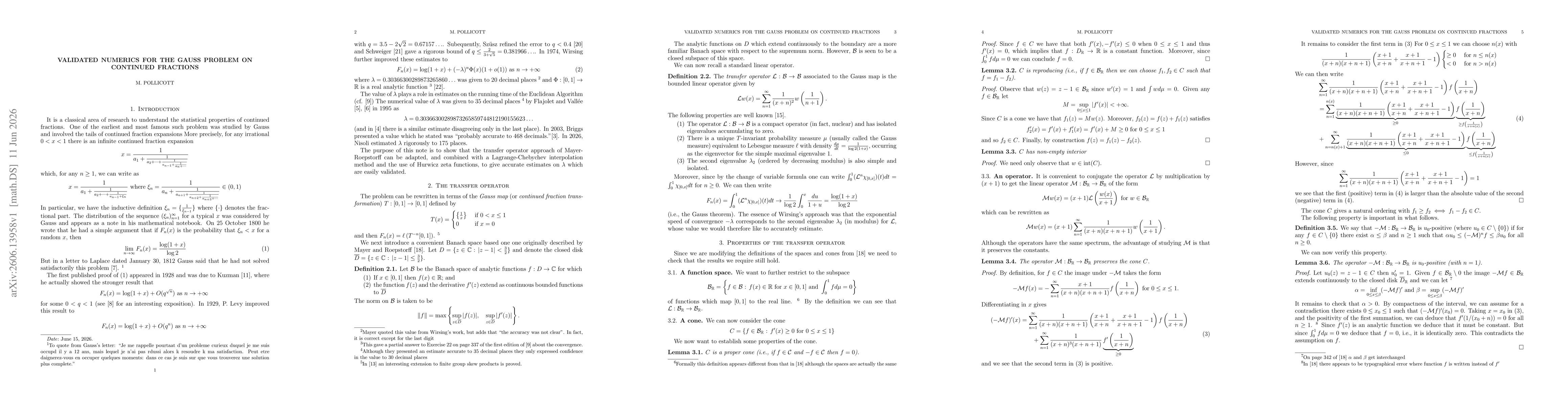 Thumbnail for Validated numerics for the Gauss problem on continued fractions
