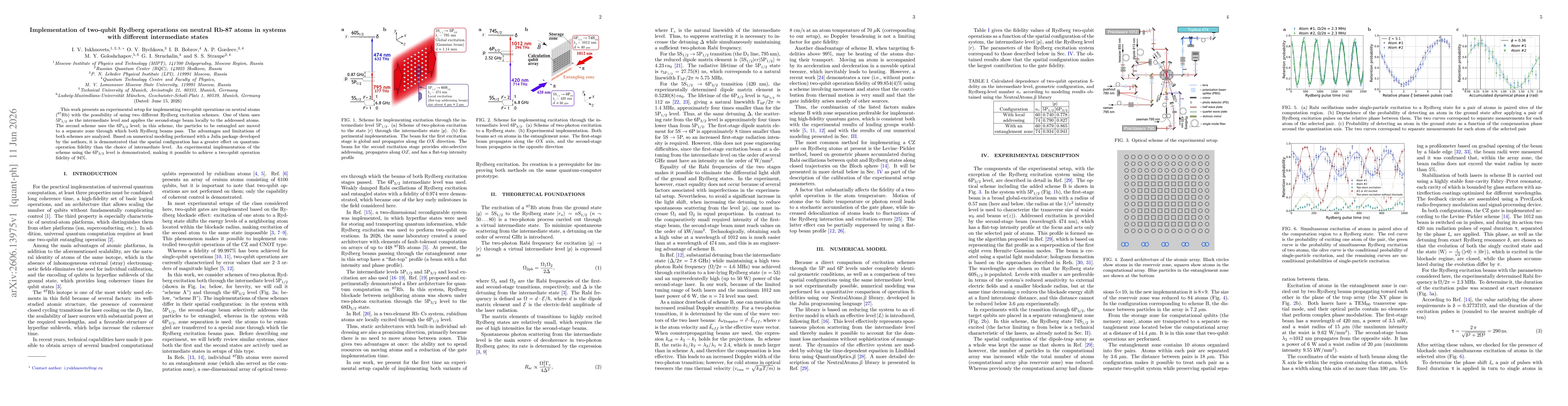 Thumbnail for Implementation of two-qubit Rydberg operations on neutral Rb-87 atoms in systems with different intermediate states