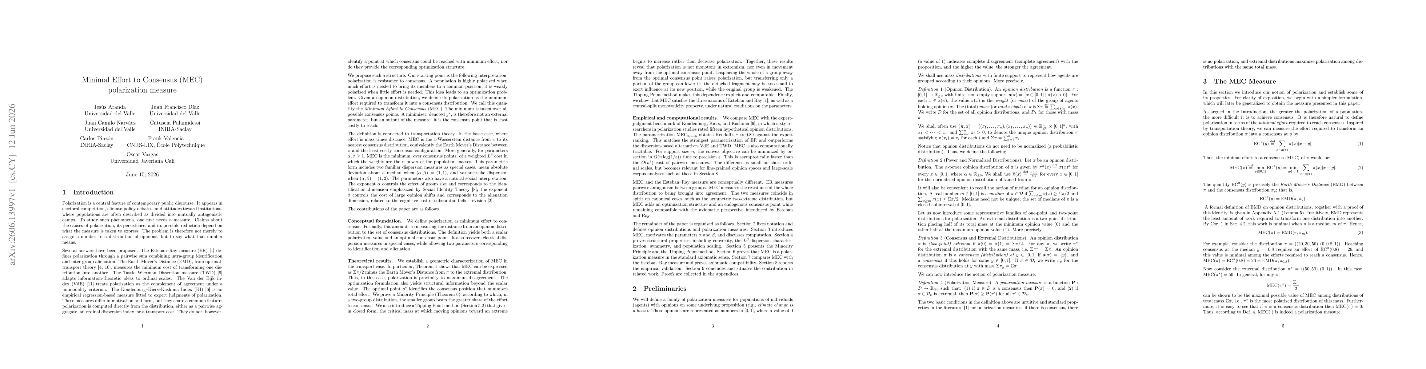 Thumbnail for Minimal Effort to Consensus (MEC) polarization measure
