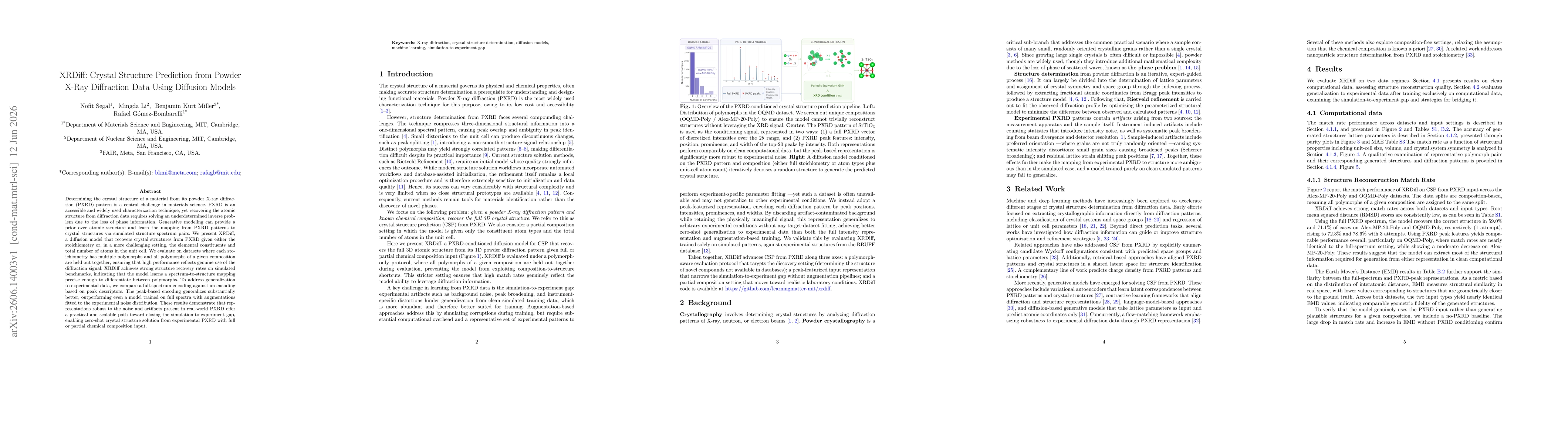Thumbnail for XRDiff: Crystal Structure Prediction from Powder X-Ray Diffraction Data Using Diffusion Models