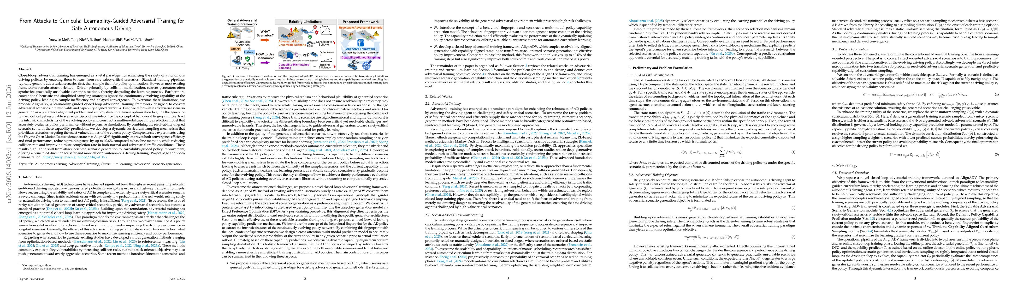 Thumbnail for From Attacks to Curricula: Learnability-Guided Adversarial Training for Safe Autonomous Driving
