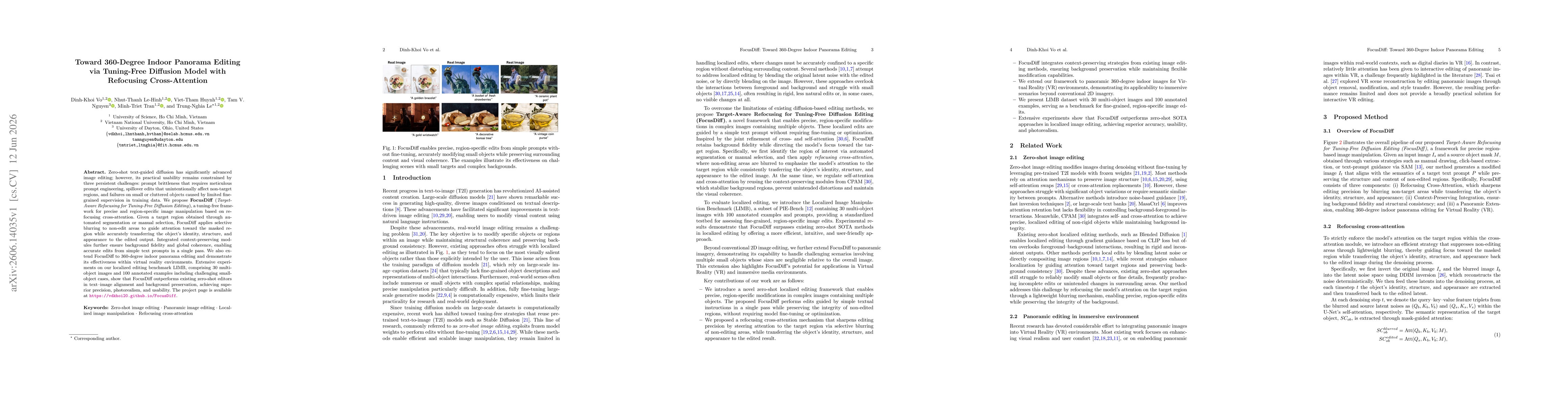 Thumbnail for Toward 360-Degree Indoor Panorama Editing via Tuning-Free Diffusion Model with Refocusing Cross-Attention