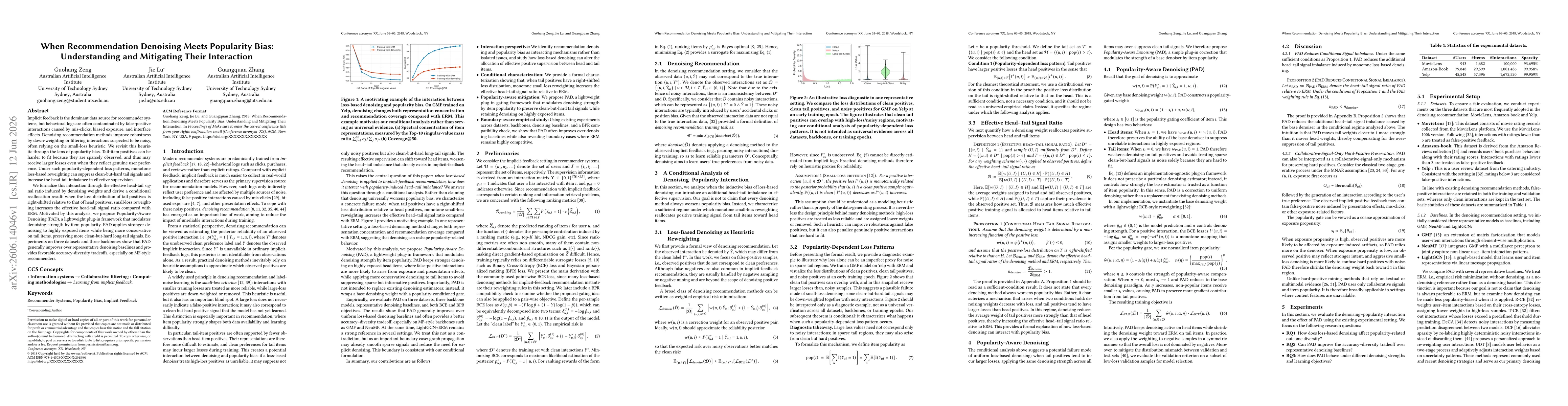 Thumbnail for When Recommendation Denoising Meets Popularity Bias: Understanding and Mitigating Their Interaction