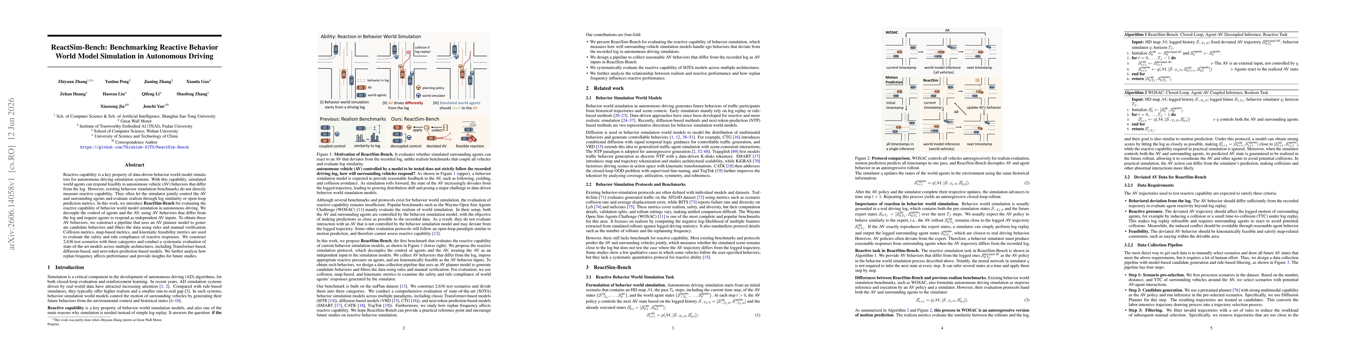 Thumbnail for ReactSim-Bench: Benchmarking Reactive Behavior World Model Simulation in Autonomous Driving