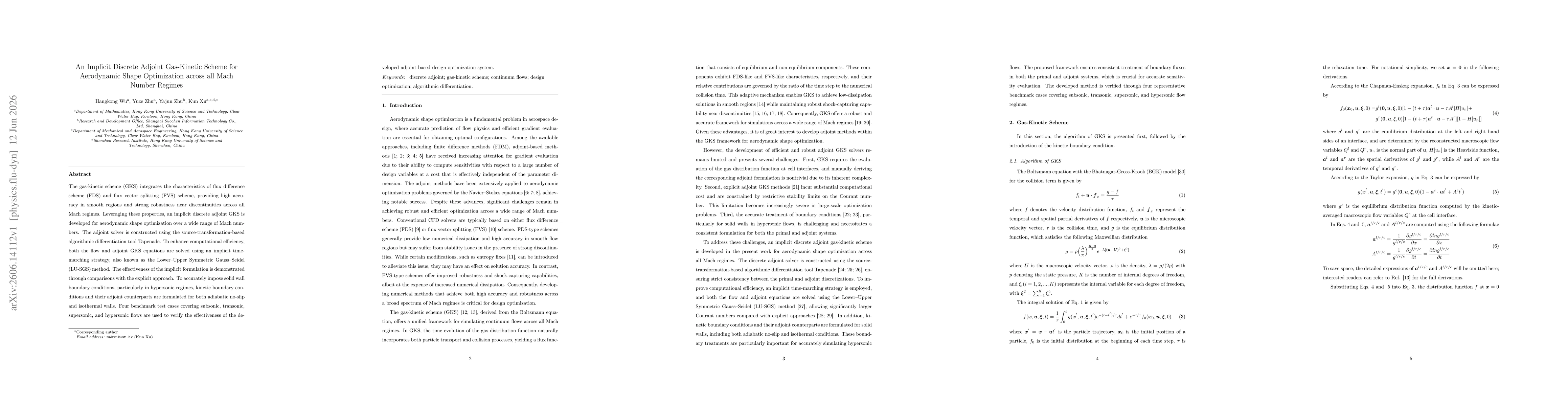 Thumbnail for An Implicit Discrete Adjoint Gas-Kinetic Scheme for Aerodynamic Shape Optimization across all Mach Number Regimes