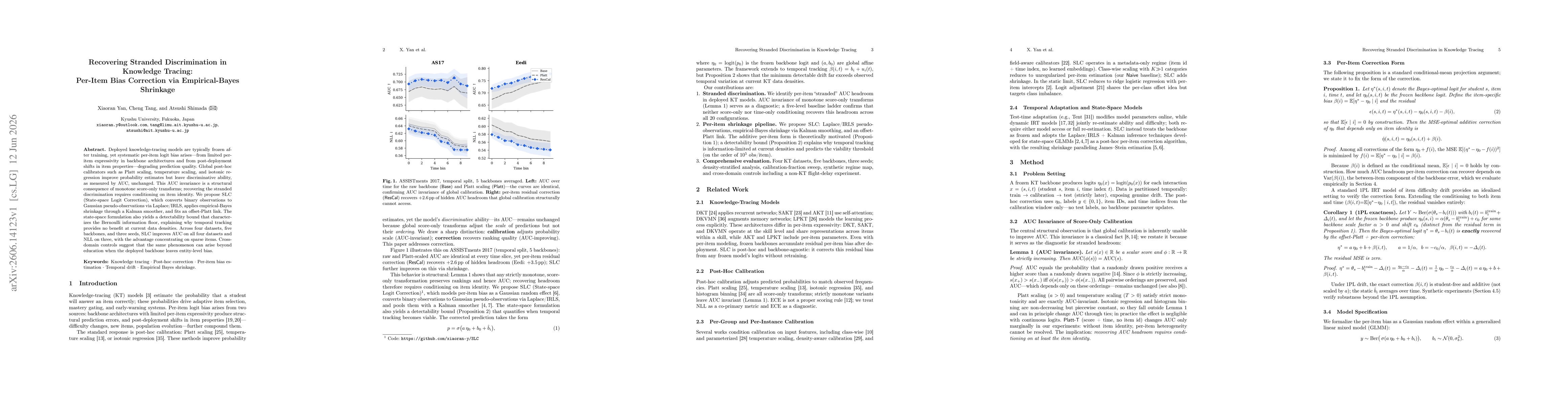 Thumbnail for Recovering Stranded Discrimination in Knowledge Tracing: Per-Item Bias Correction via Empirical-Bayes Shrinkage