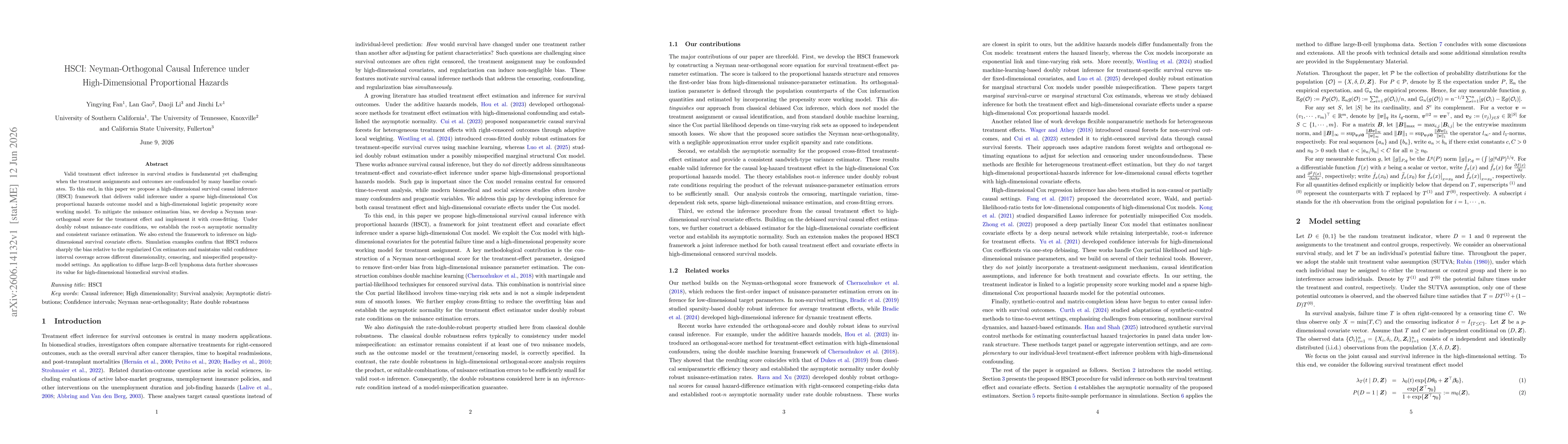 Thumbnail for HSCI: Neyman-Orthogonal Causal Inference under High-Dimensional Proportional Hazards