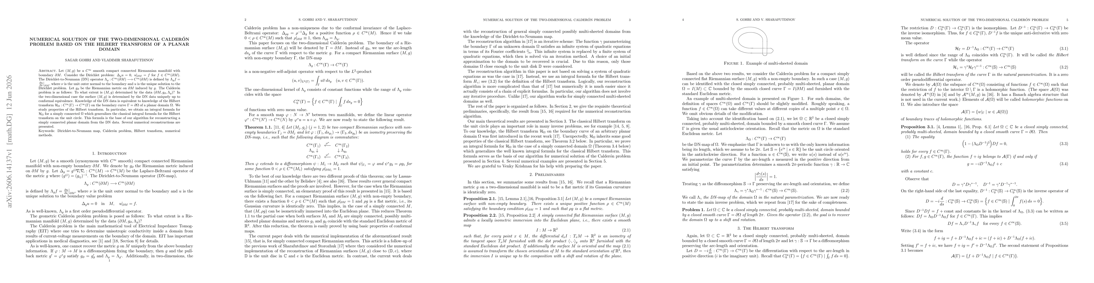 Thumbnail for Numerical solution of the two-dimensional Calderón problem based on the Hilbert transform of a planar domain