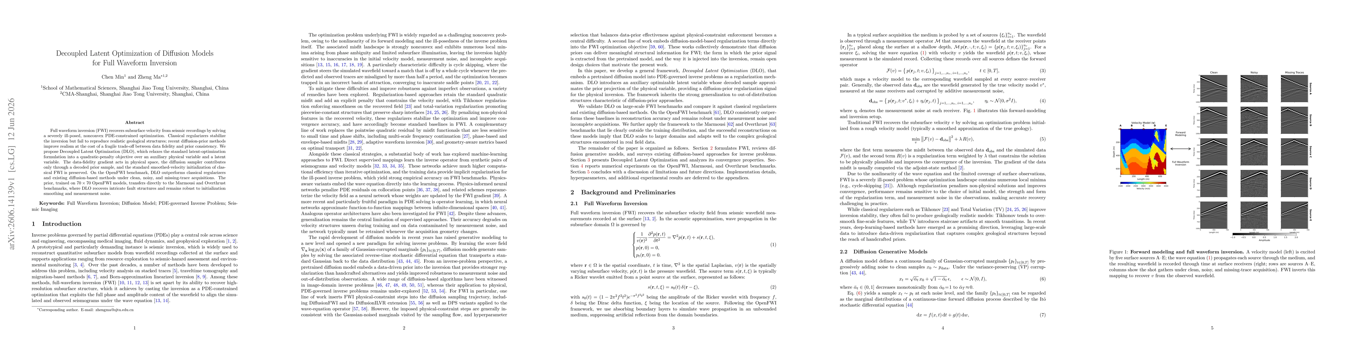 Thumbnail for Decoupled Latent Optimization of Diffusion Models for Full Waveform Inversion