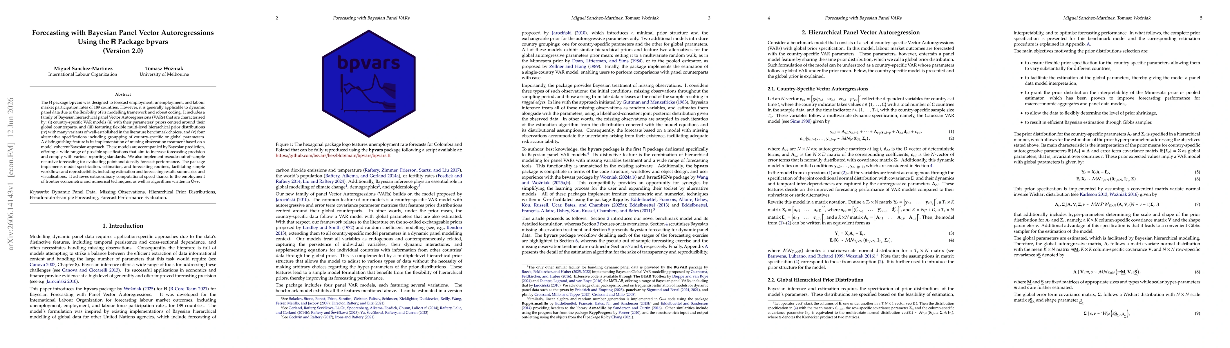 Thumbnail for Forecasting with Bayesian Panel Vector Autoregressions Using the R Package bpvars