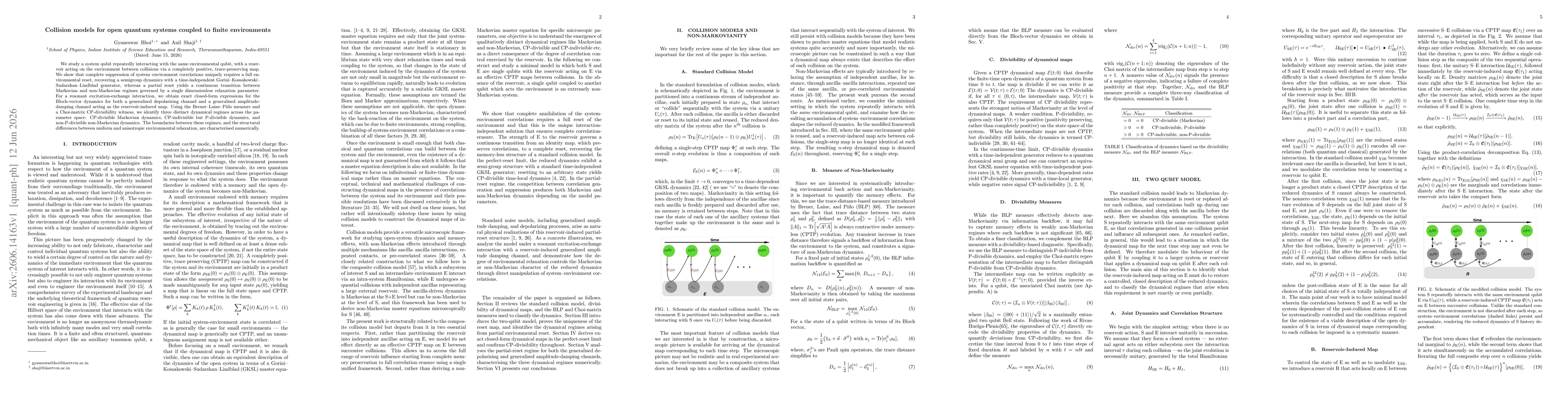 Thumbnail for Collision models for open quantum systems coupled to finite environments