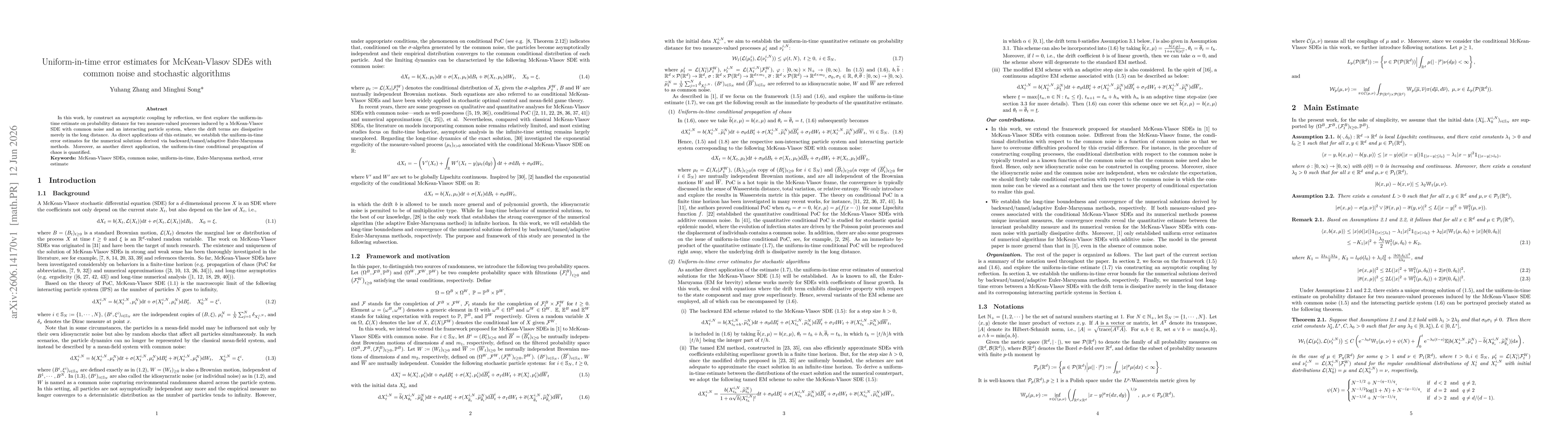 Thumbnail for Uniform-in-time error estimates for McKean-Vlasov SDEs with common noise and stochastic algorithms