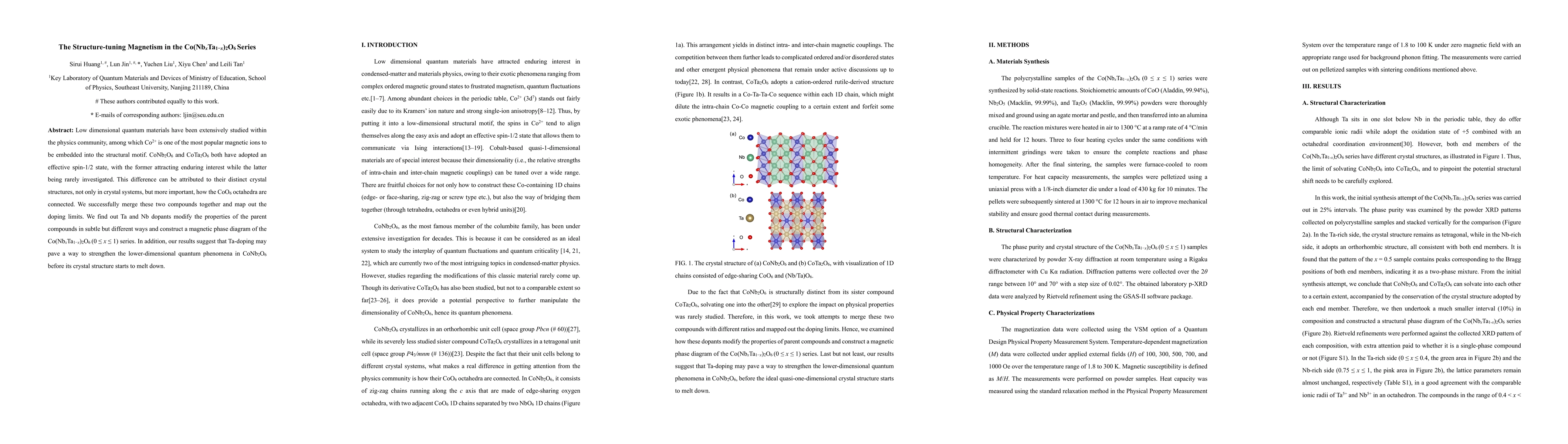 Thumbnail for The Structure-tuning Magnetism in the Co(NbxTa1-x)2O6 Series