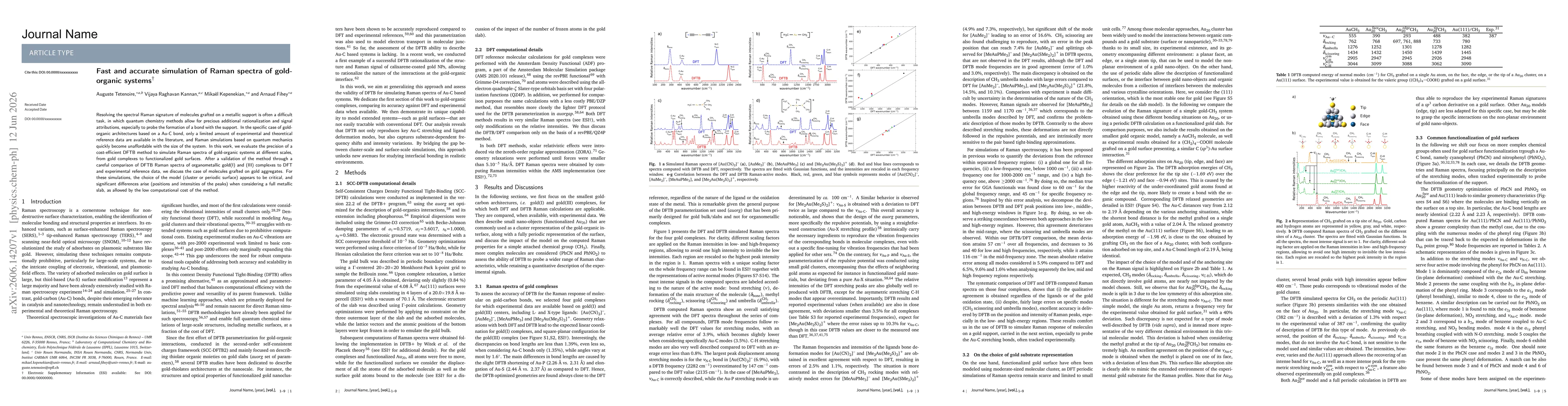 Thumbnail for Fast and accurate simulation of Raman spectra of gold-organic systems