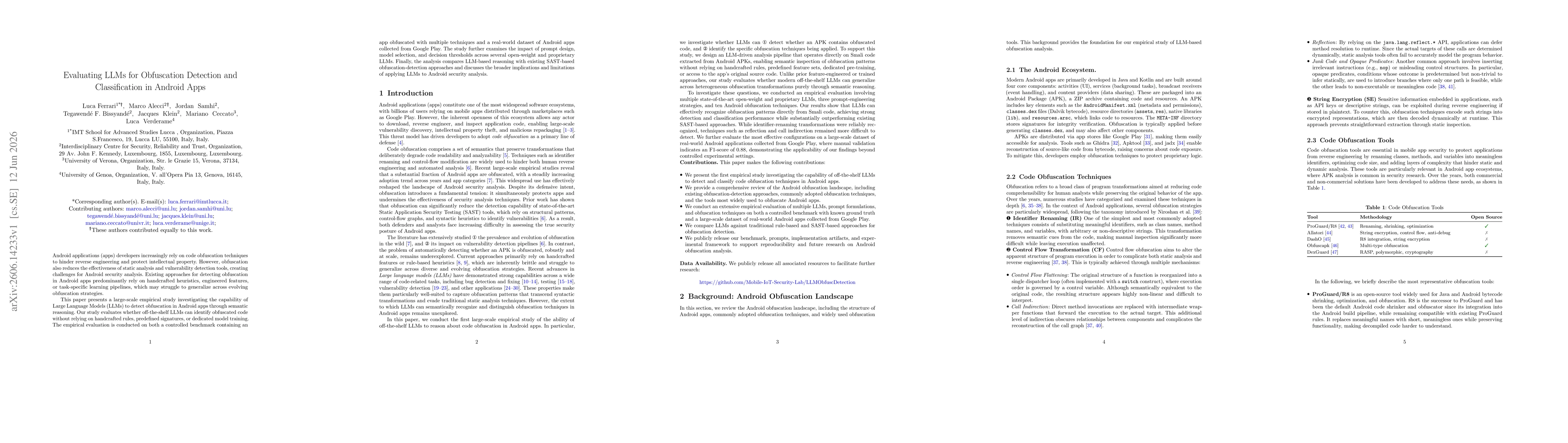Thumbnail for Evaluating LLMs for Obfuscation Detection and Classification in Android Apps