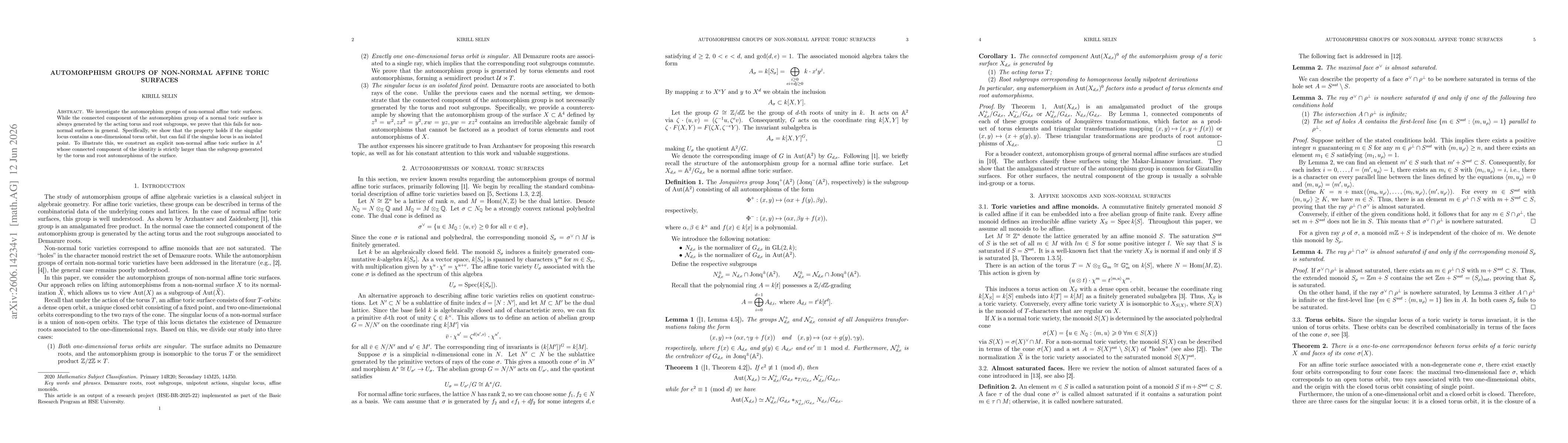 Thumbnail for Automorphism groups of non-normal affine toric surfaces