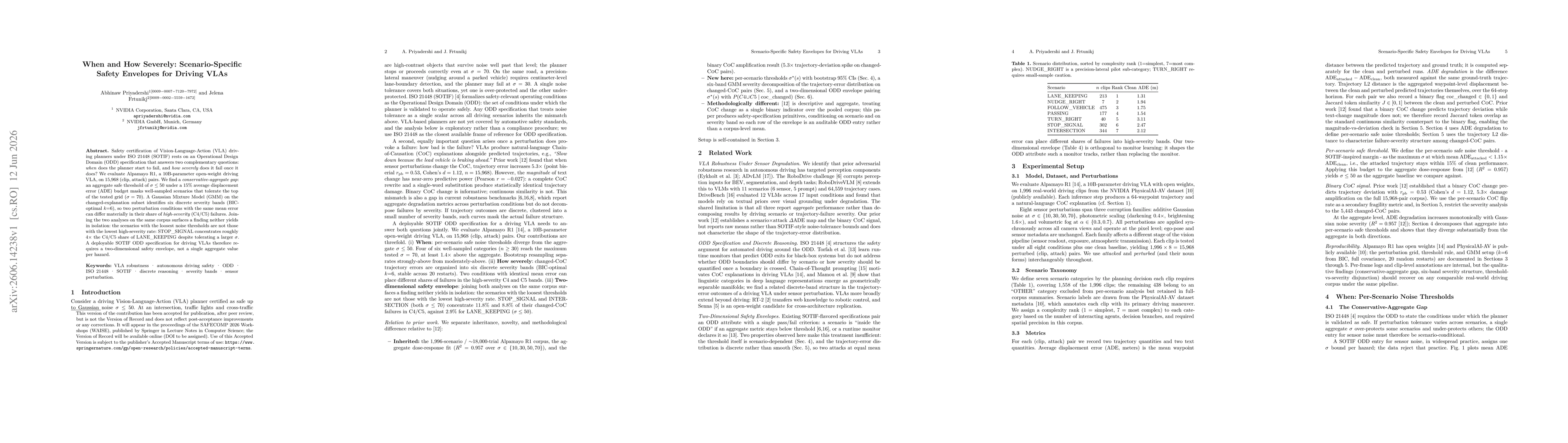 Thumbnail for When and How Severely: Scenario-Specific Safety Envelopes for Driving VLAs