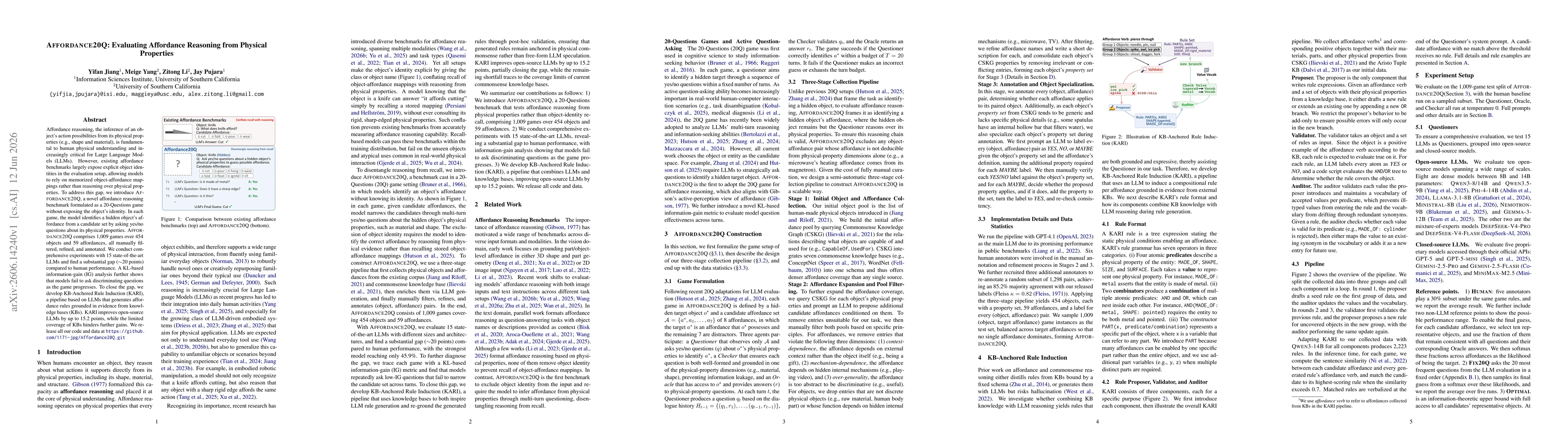 Thumbnail for AFFORDANCE20Q: Evaluating Affordance Reasoning from Physical Properties