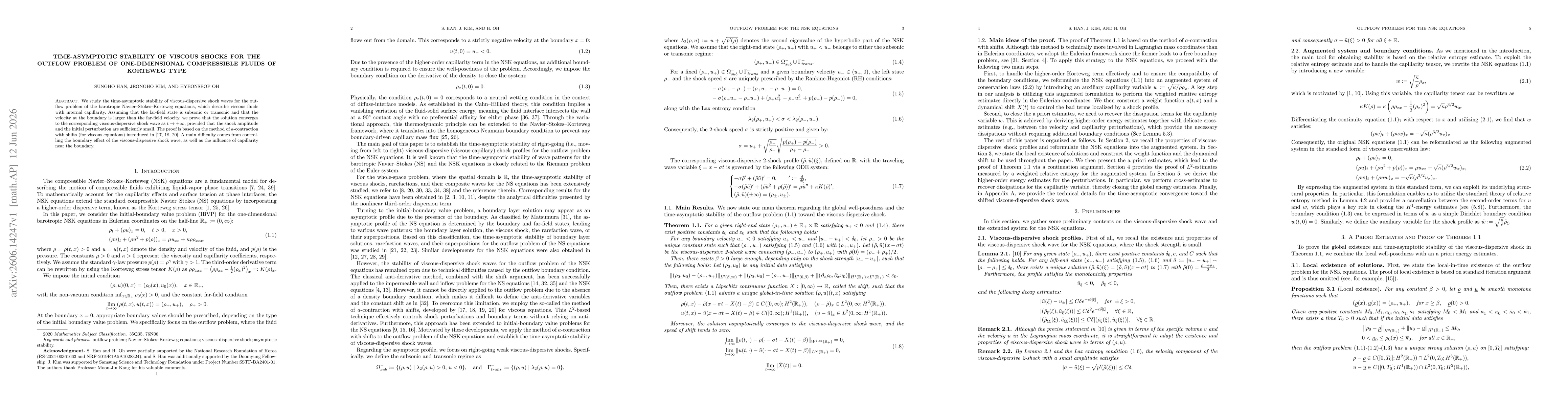 Thumbnail for Time-asymptotic stability of viscous shocks for the outflow problem of one-dimensional compressible fluids of Korteweg type