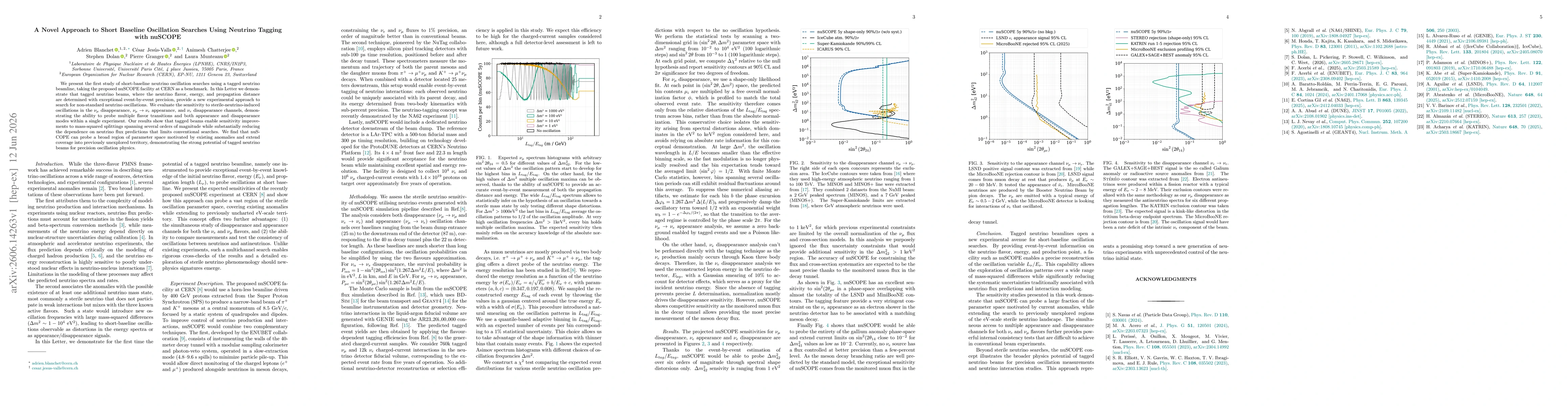 Thumbnail for A Novel Approach to Short Baseline Oscillation Searches Using Neutrino Tagging with nuSCOPE
