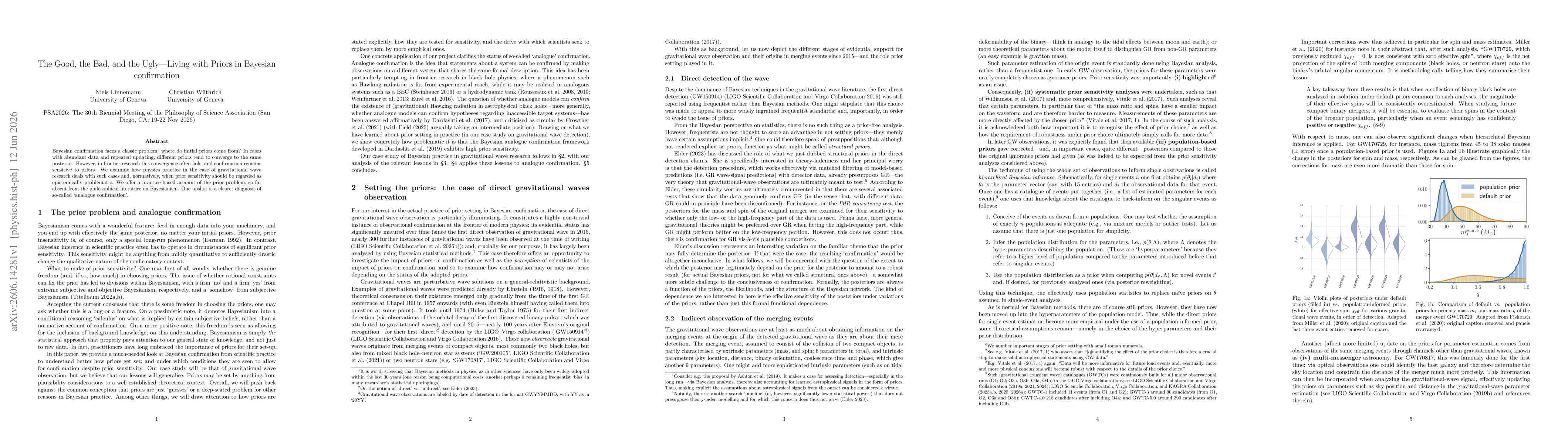Thumbnail for The Good, the Bad, and the Ugly -- Living with Priors in Bayesian confirmation