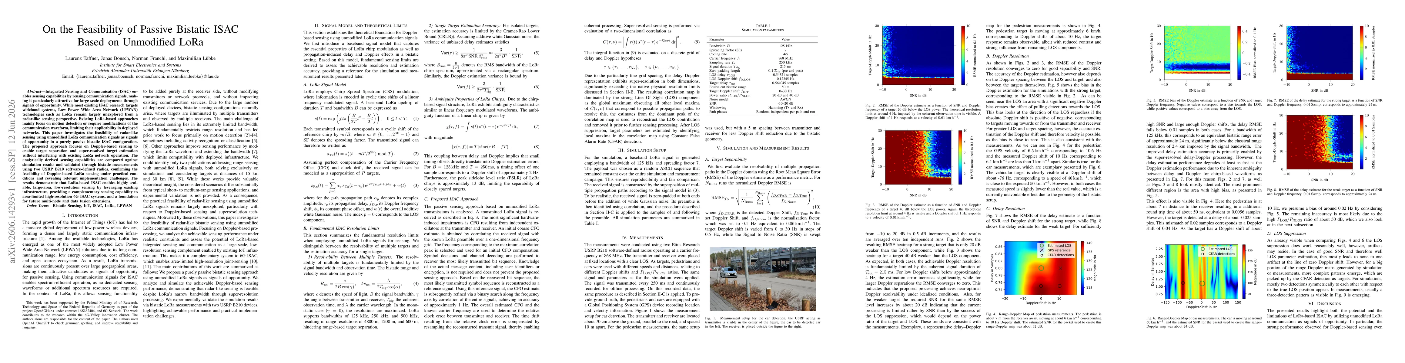 Thumbnail for On the Feasibility of Passive Bistatic ISAC Based on Unmodified LoRa
