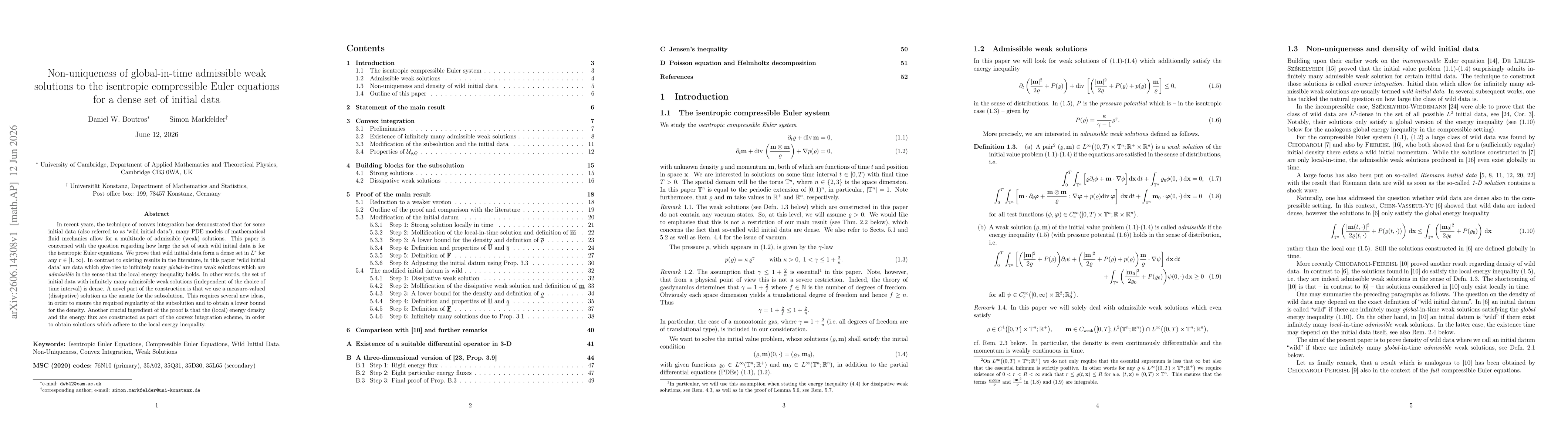Thumbnail for Non-uniqueness of global-in-time admissible weak solutions to the isentropic compressible Euler equations for a dense set of initial data
