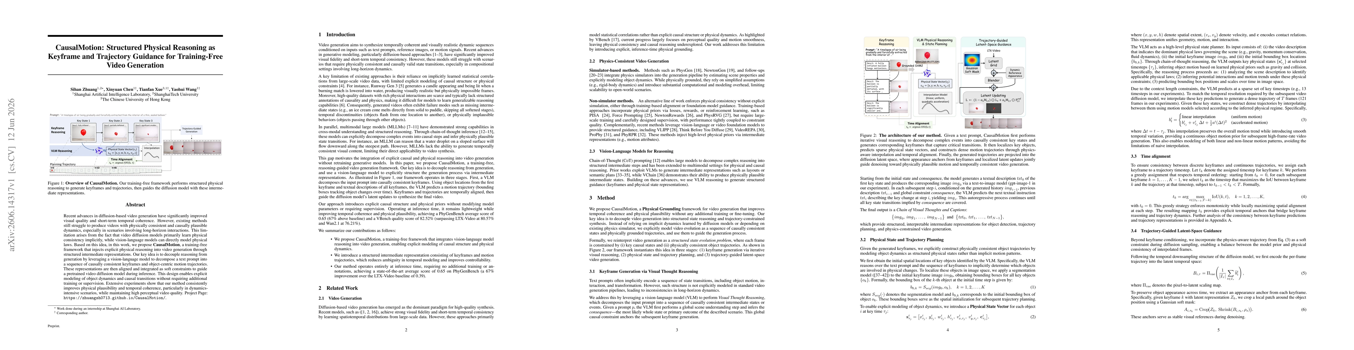 Thumbnail for CausalMotion: Structured Physical Reasoning as Keyframe and Trajectory Guidance for Training-Free Video Generation