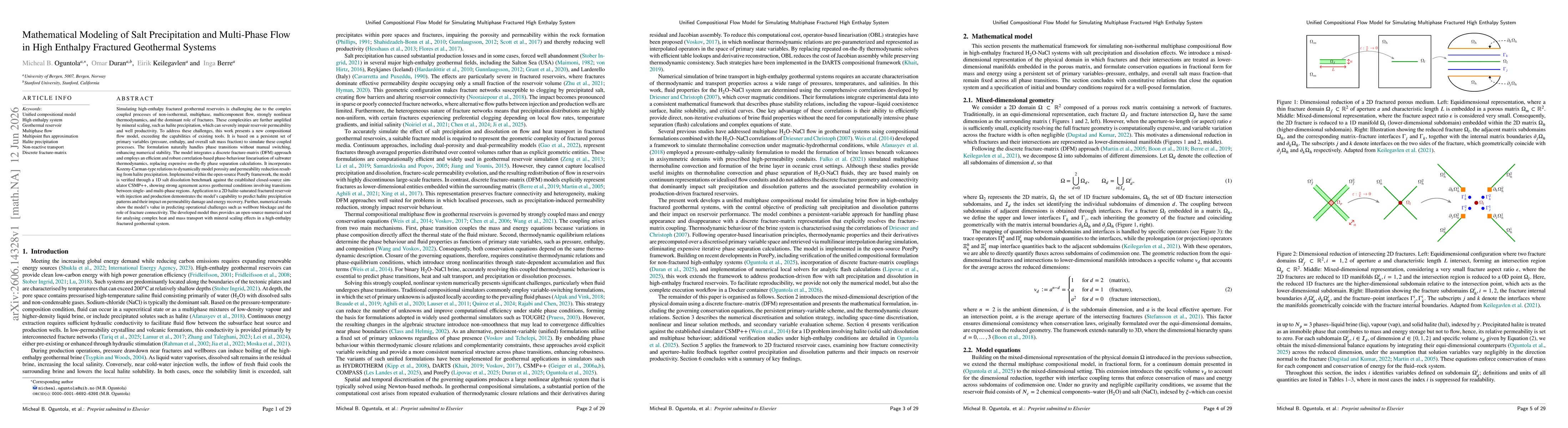 Thumbnail for Mathematical Modeling of Salt Precipitation and Multi-Phase Flow in High Enthalpy Fractured Geothermal Systems