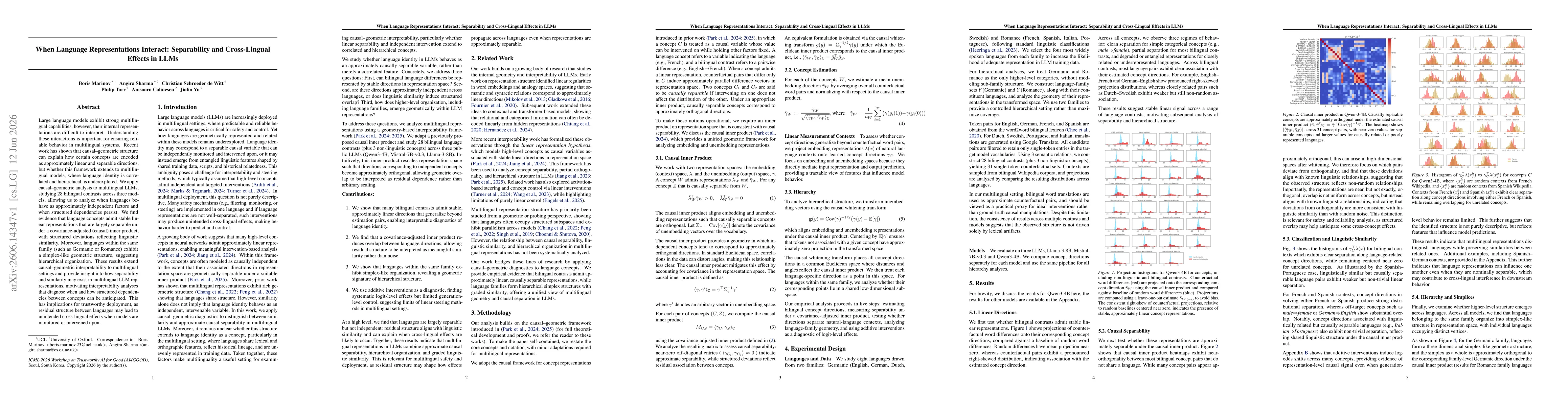 Thumbnail for When Language Representations Interact: Separability and Cross-Lingual Effects in LLMs