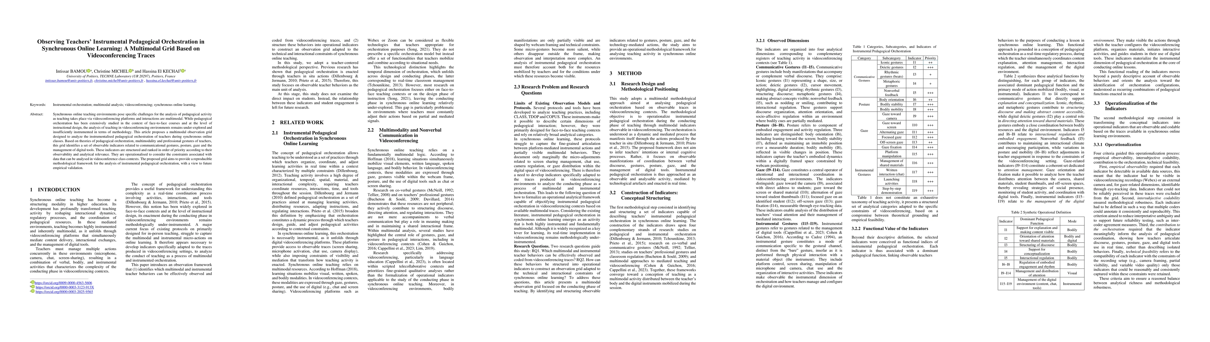 Thumbnail for Observing Teachers' Instrumental Pedagogical Orchestration in Synchronous Online Learning: A Multimodal Grid Based on Videoconferencing Traces
