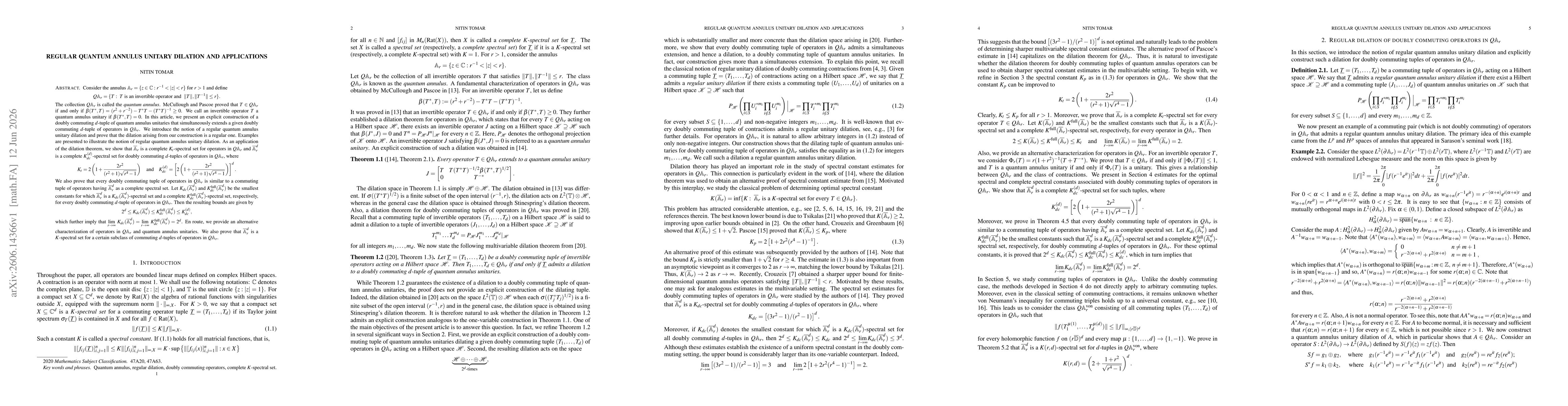 Thumbnail for Regular quantum annulus unitary dilation and applications