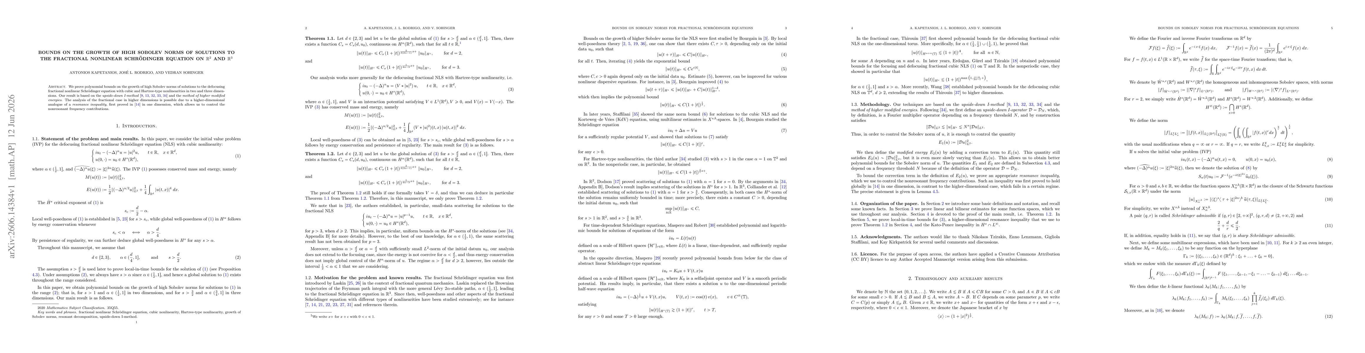 Thumbnail for Bounds on the growth of high Sobolev norms of solutions to the fractional nonlinear Schrödinger equation on $\R^2$ and $\R^3$