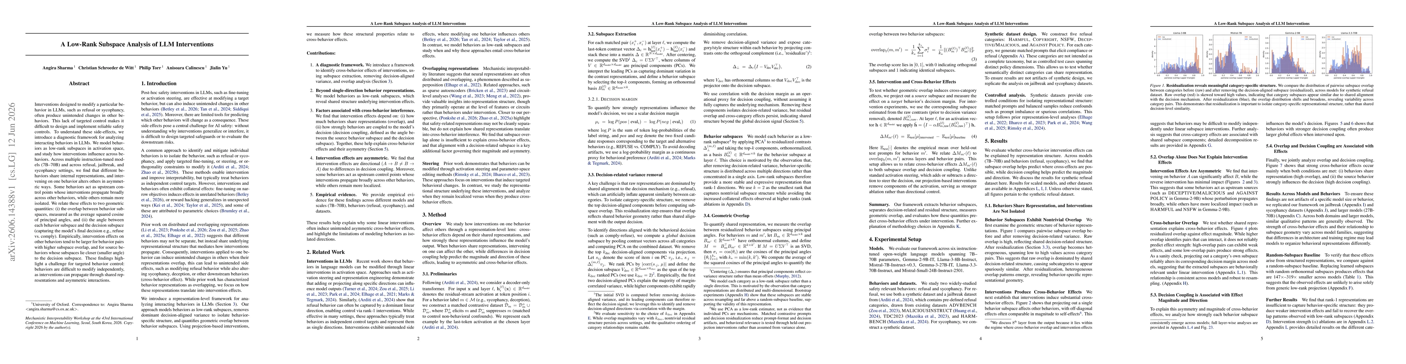 Thumbnail for A Low-Rank Subspace Analysis of LLM Interventions