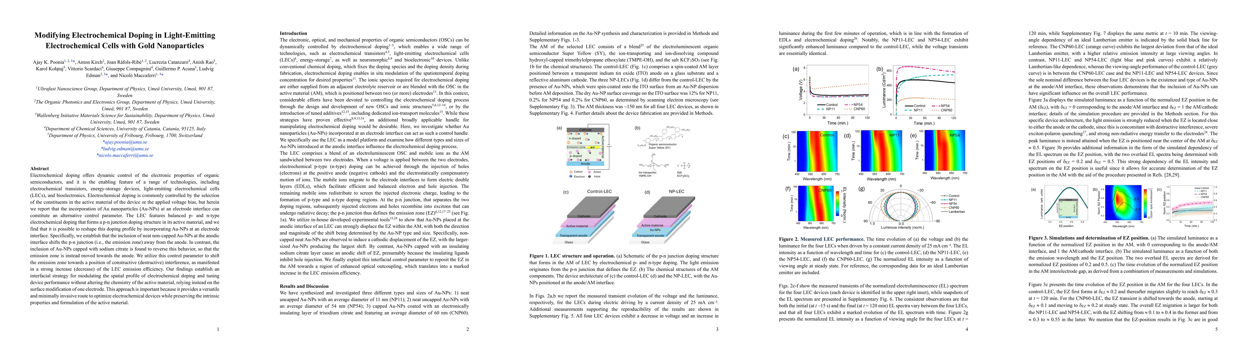 Thumbnail for Modifying Electrochemical Doping in Light-Emitting Electrochemical Cells with Gold Nanoparticles