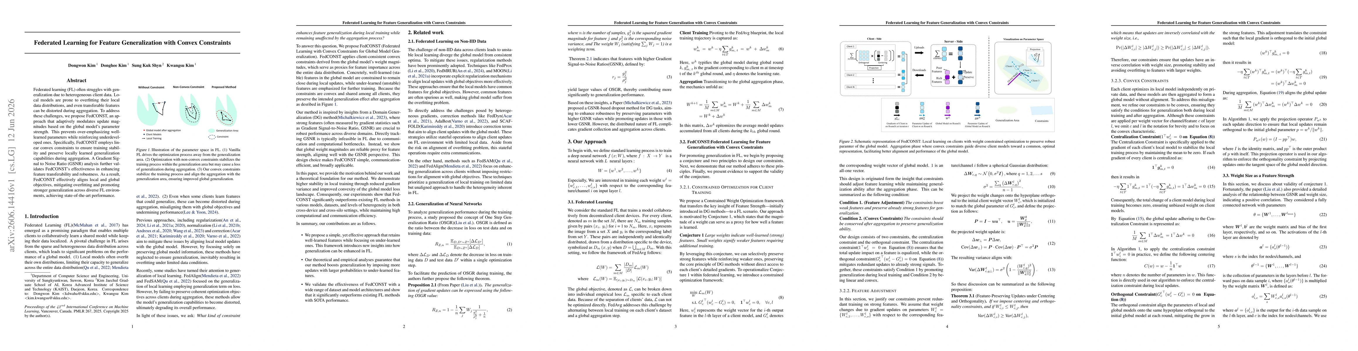 Thumbnail for Federated Learning for Feature Generalization with Convex Constraints