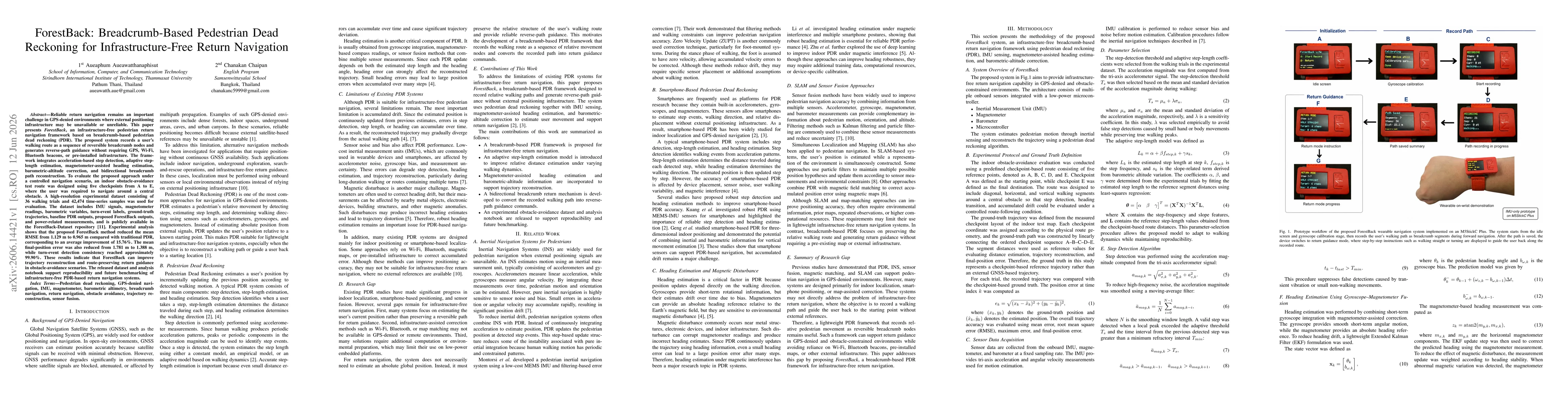 Thumbnail for ForestBack: Breadcrumb-Based Pedestrian Dead Reckoning for Infrastructure-Free Return Navigation