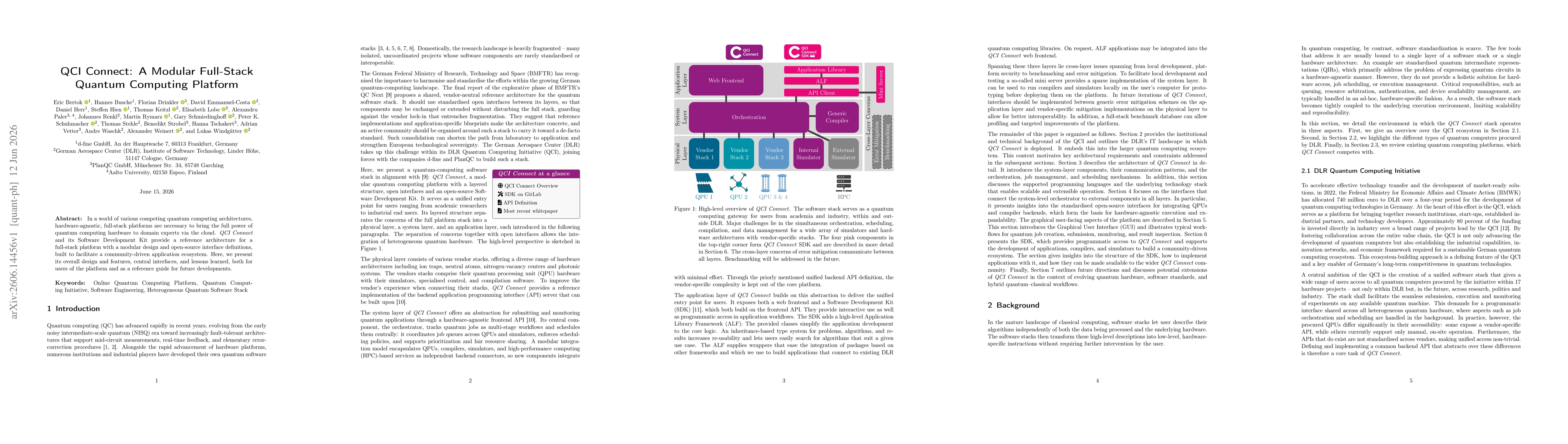 Thumbnail for QCI Connect: A Modular Full-Stack Quantum Computing Platform