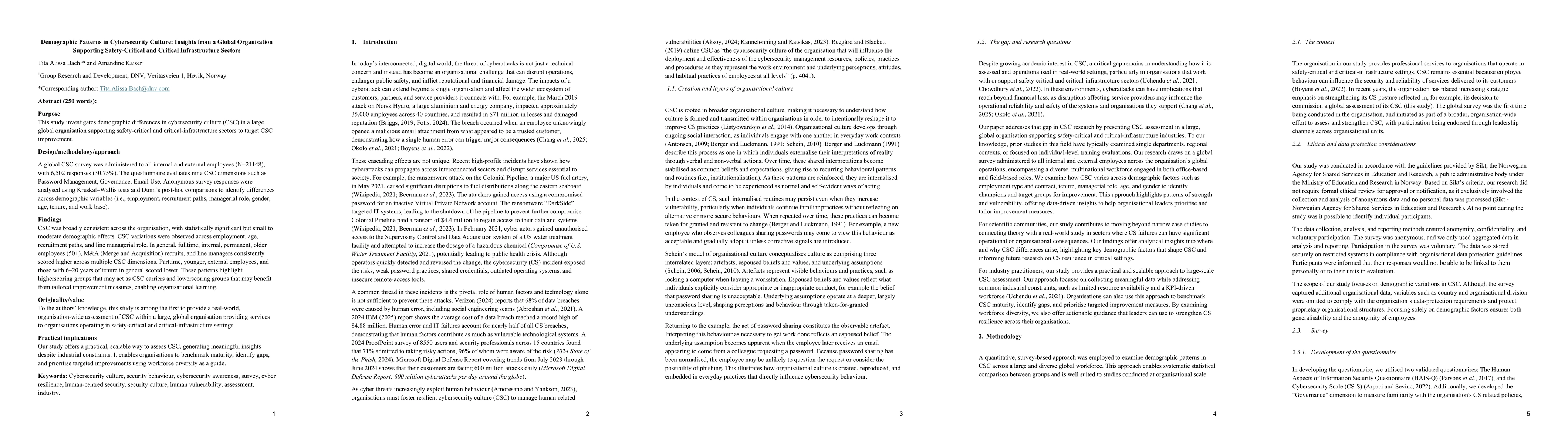 Thumbnail for Demographic Patterns in Cybersecurity Culture: Insights from a Global Organisation Supporting Safety-Critical and Critical Infrastructure Sectors