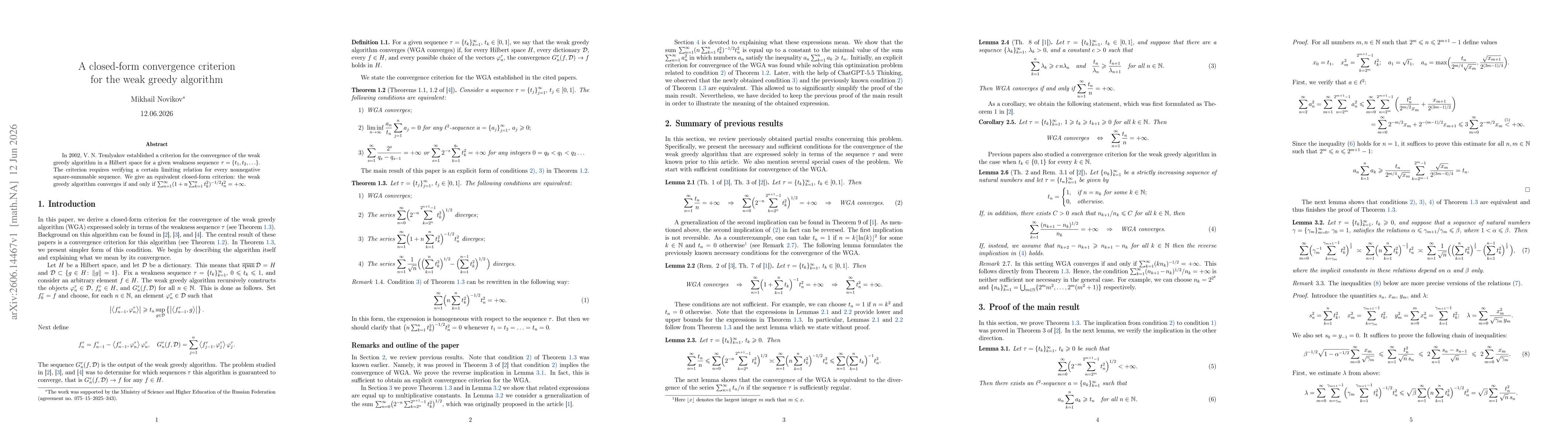 Thumbnail for A closed-form convergence criterion for the weak greedy algorithm