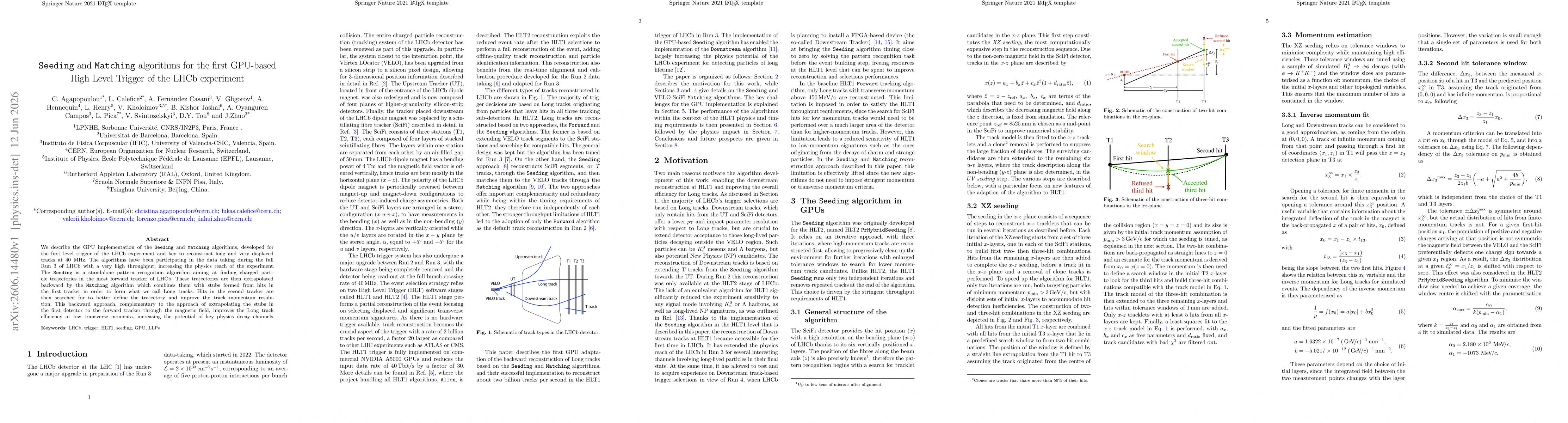 Thumbnail for Seeding and Matching algorithms for the first GPU-based High Level Trigger of the LHCb experiment