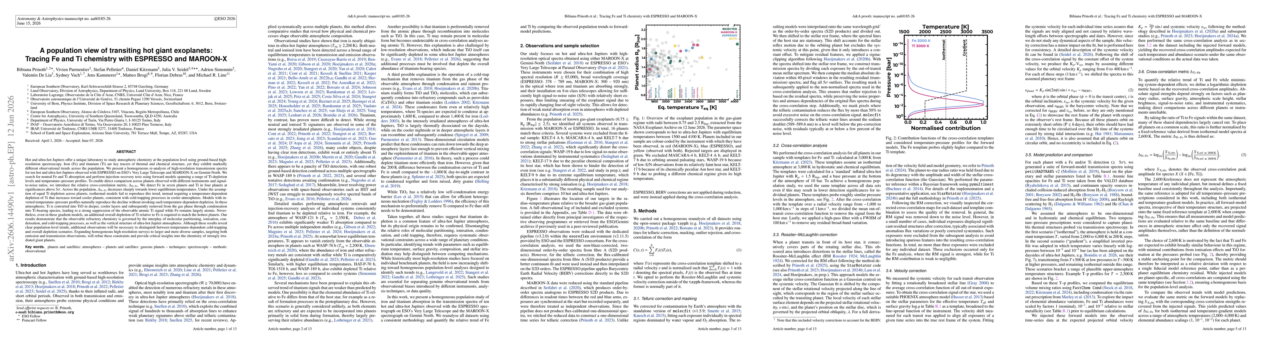 Thumbnail for A population view of transiting hot giant exoplanets: Tracing Fe and Ti chemistry with ESPRESSO and MAROON-X