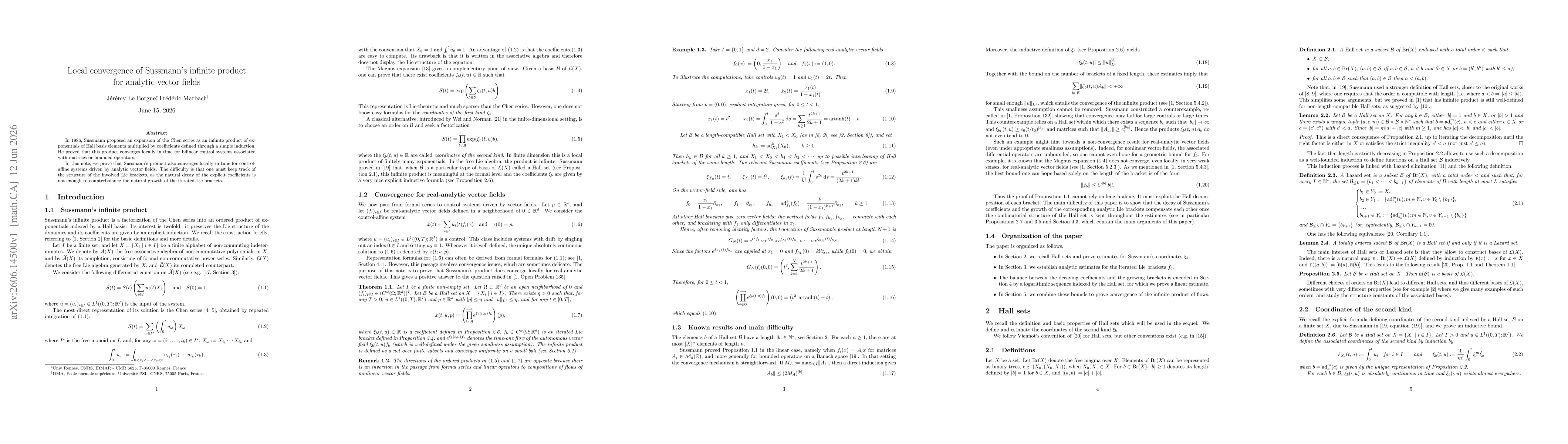 Thumbnail for Local convergence of Sussmann's infinite product for analytic vector fields