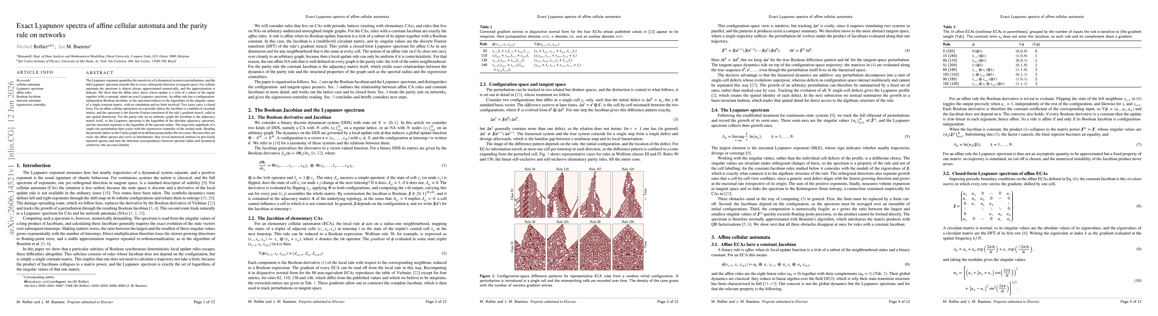Thumbnail for Exact Lyapunov spectra of affine cellular automata and the parity rule on networks