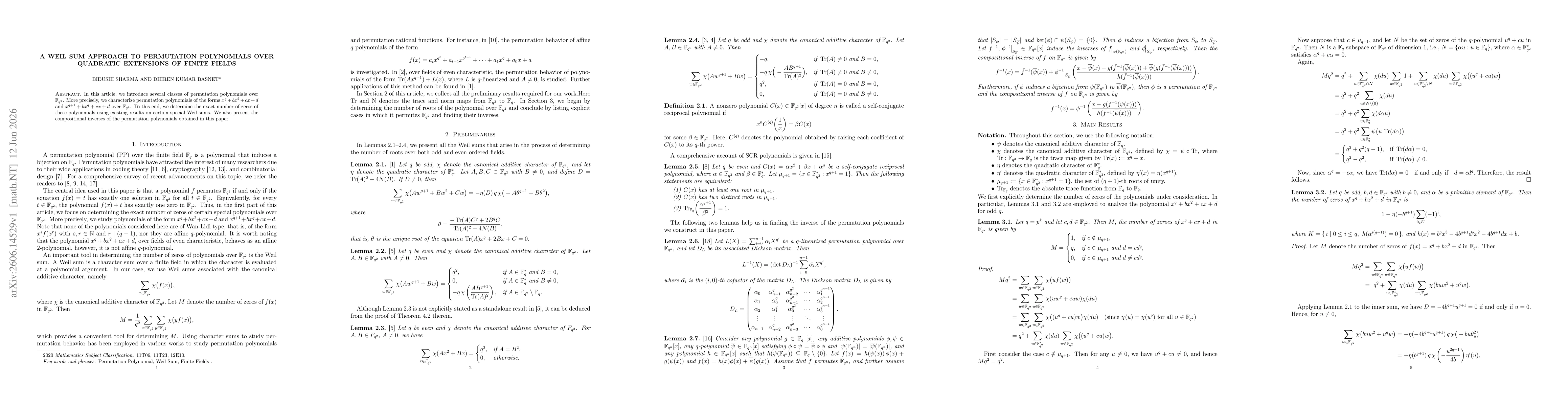 Thumbnail for A Weil Sum Approach to Permutation Polynomials over Quadratic Extensions of Finite Fields